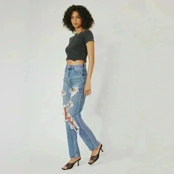 Kancan  High Rise 90's distressed Baggy Jeans size 26 Preppy festival streetwear - Picture 2 of 7